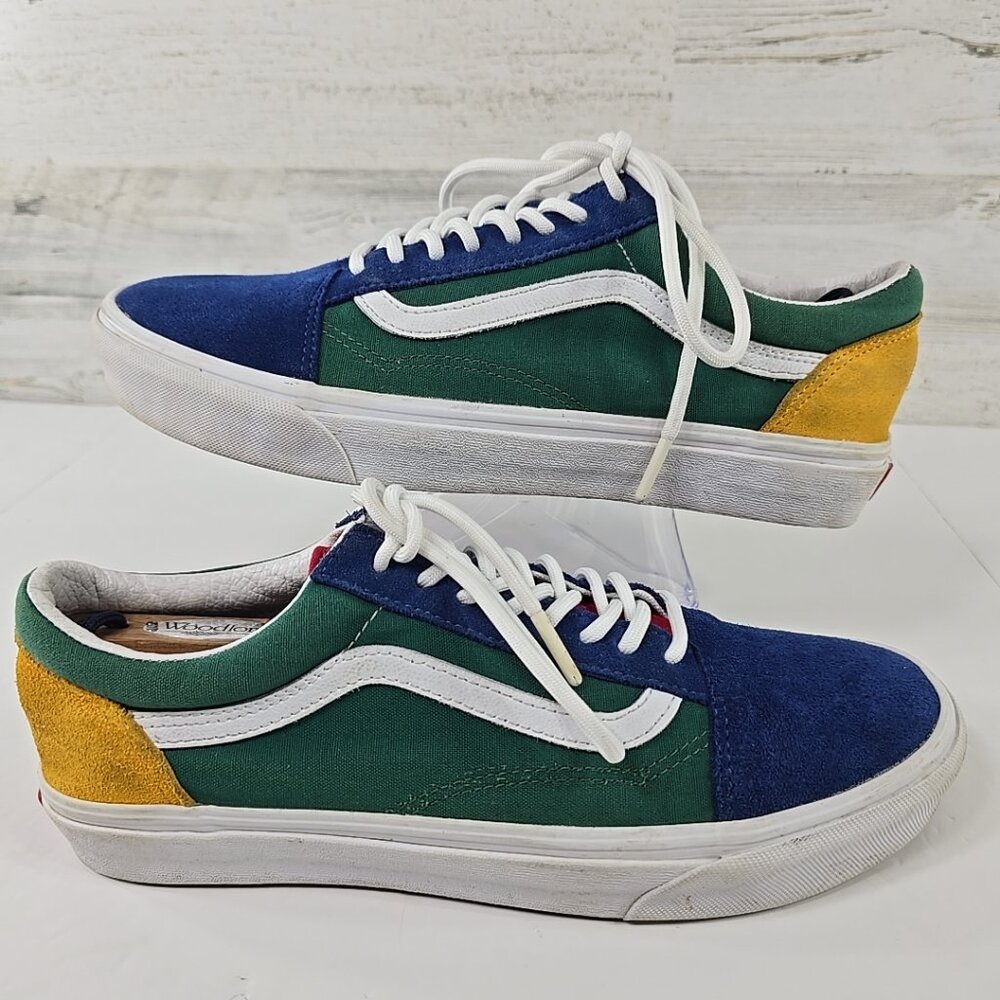 VANS Yacht Club Old Skool Lace Up Yellow Green Blue Sneakers MENS Size 9 WM 10.5